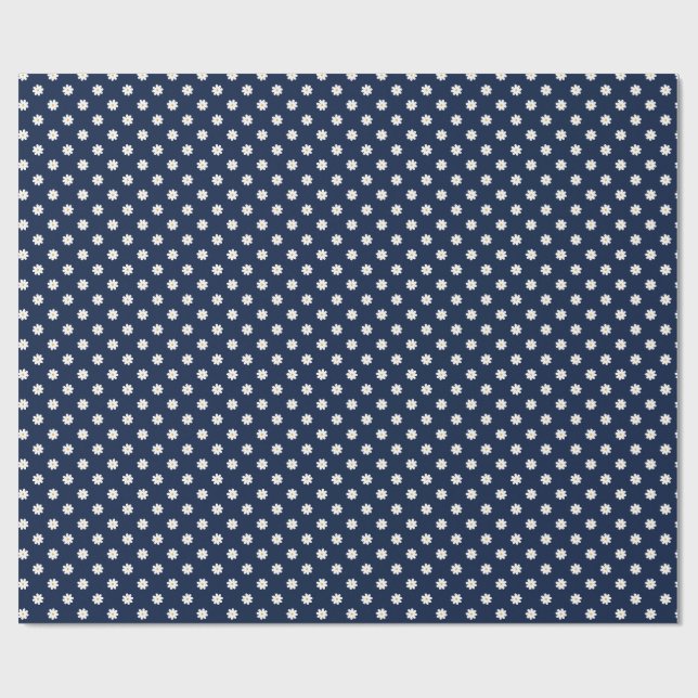Papel De Regalo Charming Navy Blue with White Daisy Print (Superficie plana)