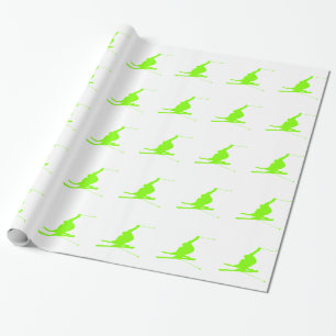 Papel De Regalo Chartreuse, esquí de nieve verde neón
