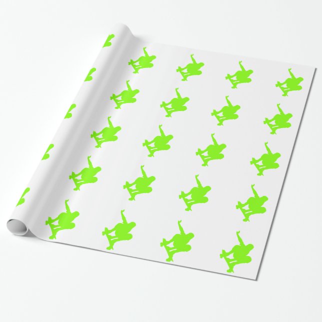 Papel De Regalo Chartreuse, patinador verde neón (Desenrollado)