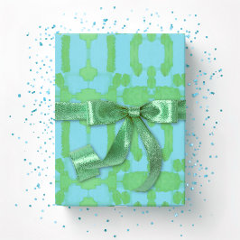 Papel De Regalo Chavanel Brushstroke Ikat en Verde y Aqua