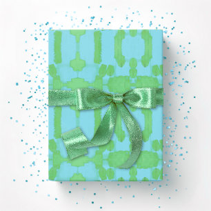 Papel De Regalo Chavanel Brushstroke Ikat en Verde y Aqua