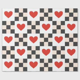 Papel De Regalo Checkboard Hearts