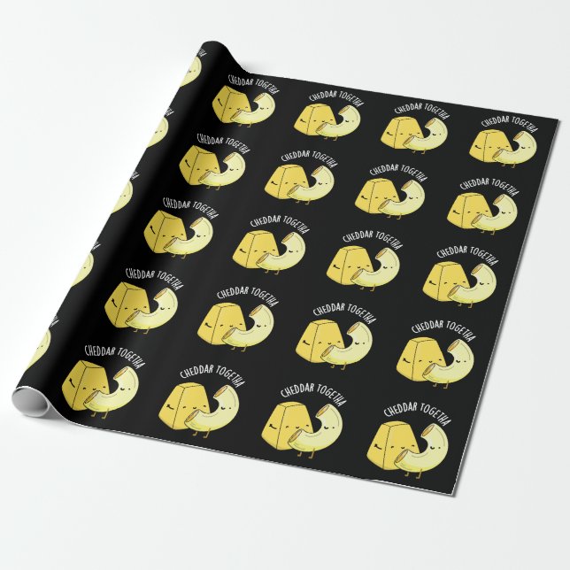 Papel De Regalo Cheddar Juntos Funny Food Pun Dark BG (Desenrollado)