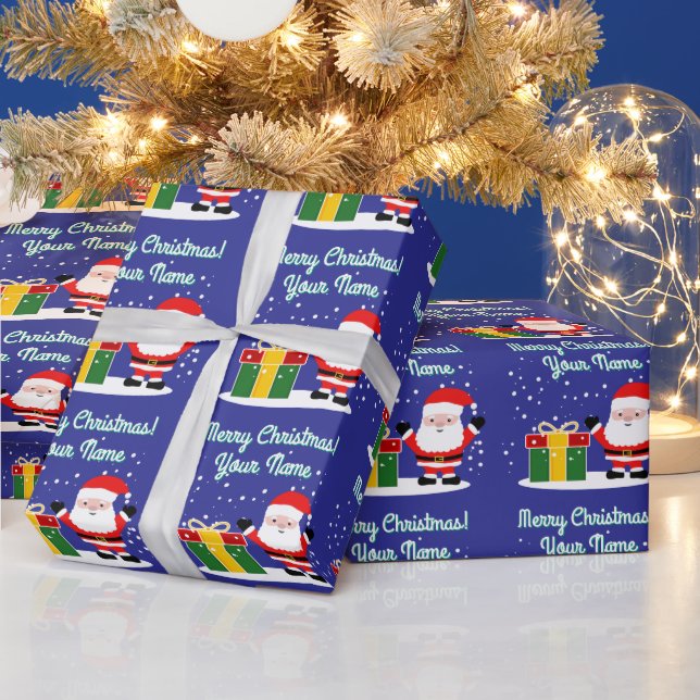 Papel De Regalo Cheerful Santa Claus cartoon with gift Christmas (Vacaciones)