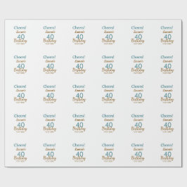 Papel De Regalo Cheers 40th birthday name date brown turquoise sim