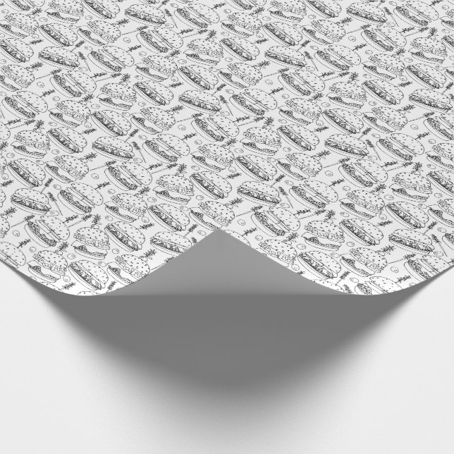 Papel De Regalo Cheeseburger Color negro y blanco propio (Esquina)