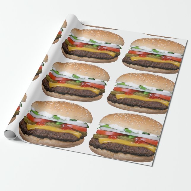 Papel De Regalo cheeseburger delicioso con la fotografía de las (Desenrollado)