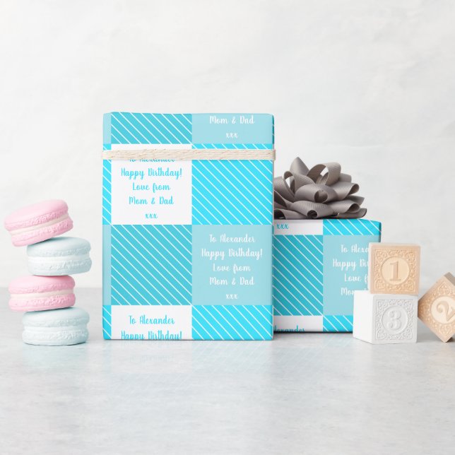 Papel De Regalo Cheque de búfalo Verde azulado personalizado (Baby Shower)