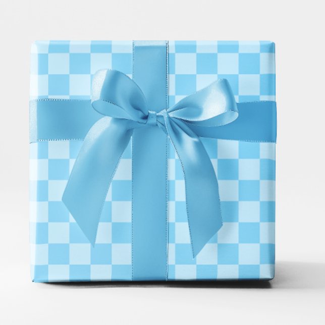 Papel De Regalo Chequeo azul para bebé (Baby Blue Checkered Wrapping Paper)