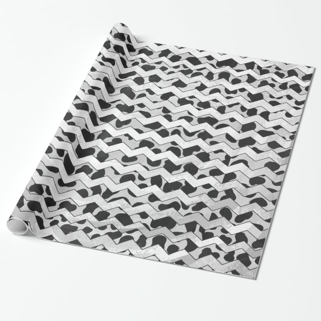 Papel De Regalo Chernón blanco y negro de Dalmacia (Desenrollado)