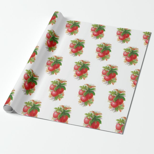 Papel De Regalo Cherries vintage (Desenrollado)