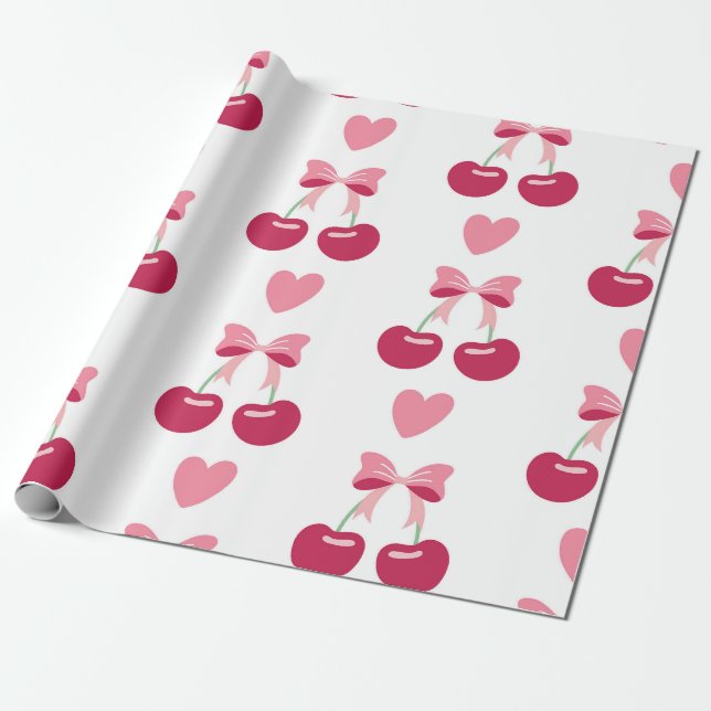 Papel De Regalo Cherry Love Charm (Desenrollado)