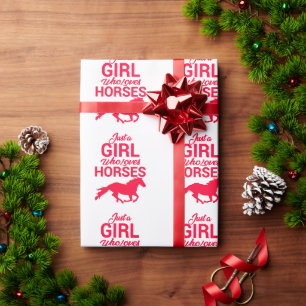 Papel De Regalo Cherry Red Sólo Un Chica Que Ama Los Caballos
