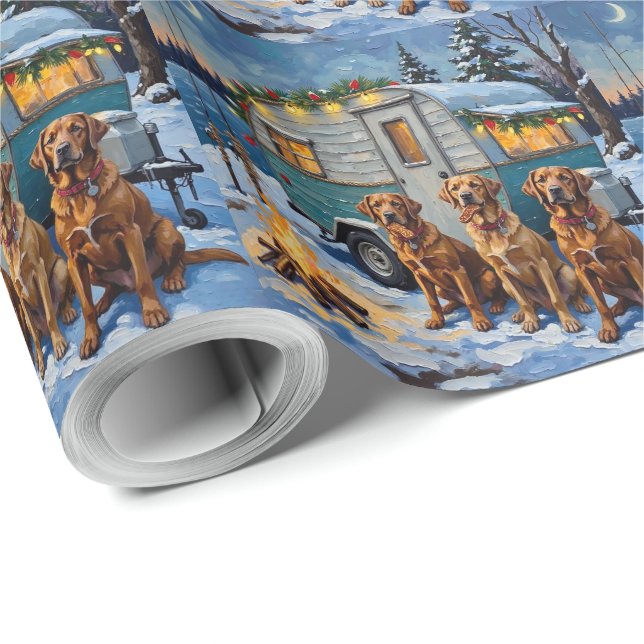 Papel De Regalo Chesapeake Bay Retriever Christmas Camping Camper  (Esquina del rollo)