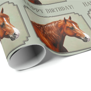 Papel De Regalo Chestnut Morgan Horse Sage Green
