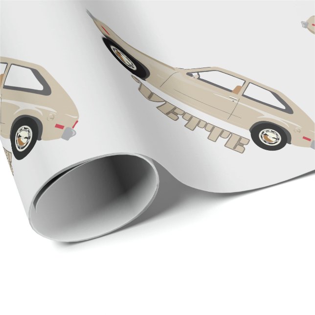 Papel De Regalo Chevrolet Chevette Vette beige coche retro clásico (Esquina del rollo)