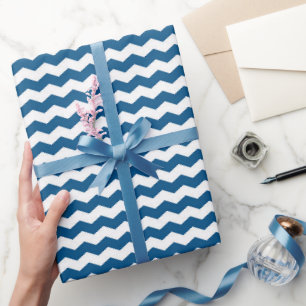 Papel De Regalo Chevron Azul y Blanco