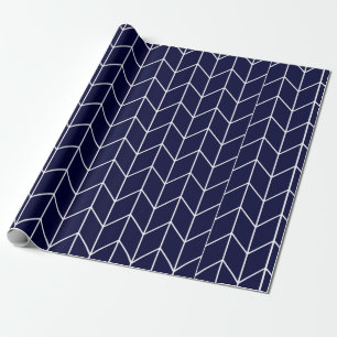 Papel De Regalo Chevron blanco en moda moderna de los azules