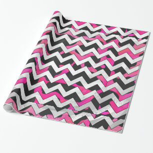 Papel De Regalo Chevron Cow Hot Pink and Black Print