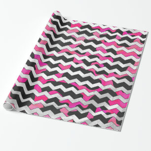 Papel De Regalo Chevron Cow Hot Pink and Black Print