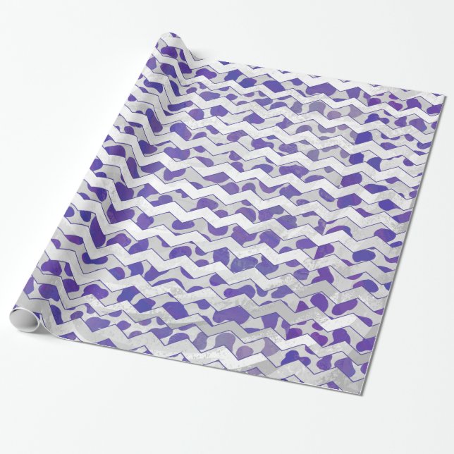Papel De Regalo Chevron Dalmatian Morado y Blanco (Desenrollado)