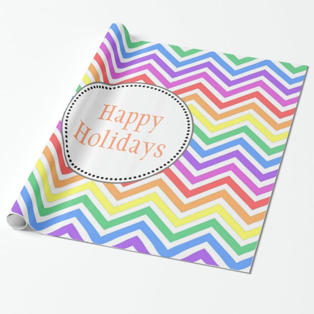 Papel De Regalo chevron de arcoiris brillante feliz regalo de vaca (Desenrollado)