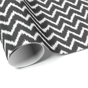 Papel De Regalo Chevron de Ikat - Blanco y negro