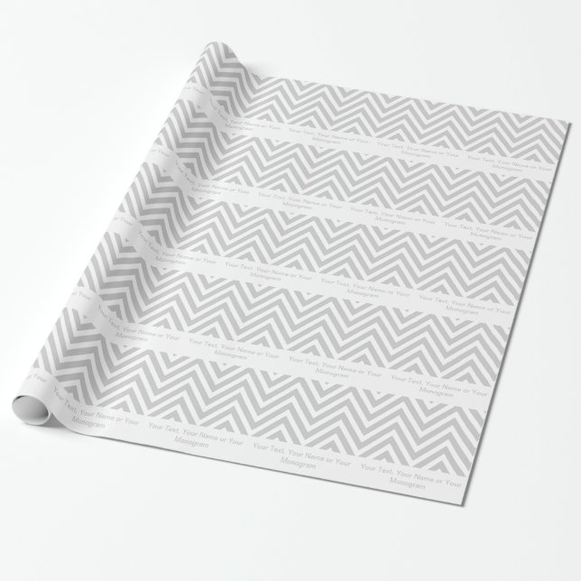 Papel De Regalo Chevron gris y blanco el | personalizado (Desenrollado)
