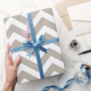 Papel De Regalo Chevron Grueso Gris y Blanco Bodas Cumpleaños V4