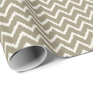 Papel De Regalo Chevron Ikat - taupe beige y crema