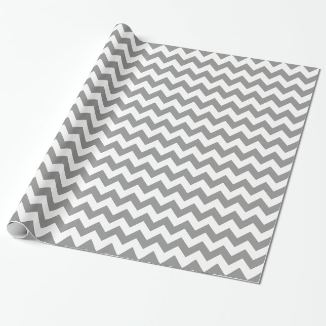 Papel De Regalo Chevron moderno gris y blanco (Desenrollado)