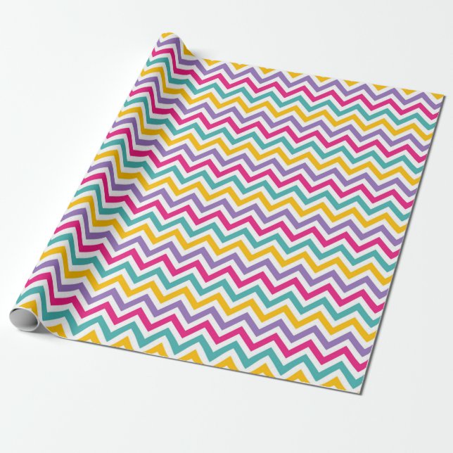 Papel De Regalo  Chevron Pattern with Teal and Purple Stripe (Desenrollado)