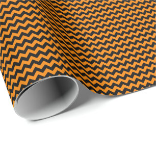 Papel De Regalo Chevron pequeño negro y Naranja