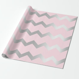 Papel De Regalo Chevron Strilines Líneas Plata Gris Rosa