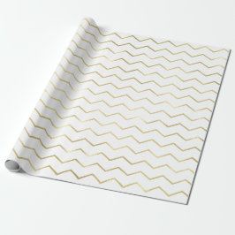 Papel De Regalo Chevron Stripes Lines Gold Metallic Elegante