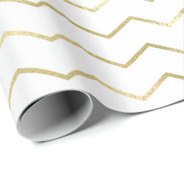 Papel De Regalo Chevron Stripes Lines Gold Metallic Elegante
