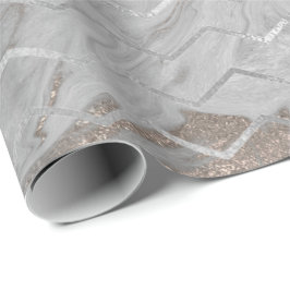 Papel De Regalo Chevron Stripes Marble gris metálico marfil blanco
