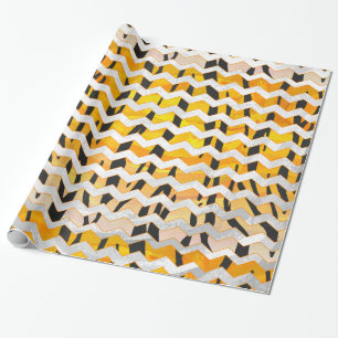 Papel De Regalo Chevron Tiger Impresión negra y Naranja