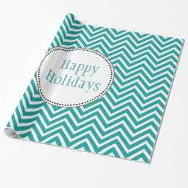 Papel De Regalo Chevron verde azulado y blanco zigzag vacaciones f