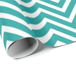 Papel De Regalo Chevron verde azulado y blanco zigzag vacaciones f