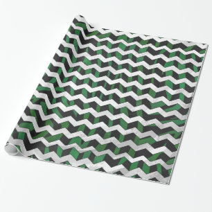Papel De Regalo Chevron Zebra Black and Green Print