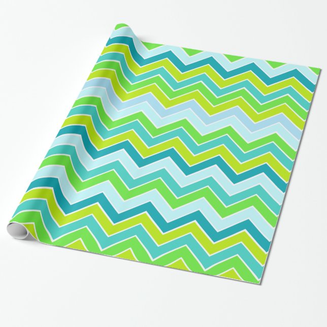 Papel De Regalo Chevron zigzag verde azulado cada día patrón verde (Desenrollado)