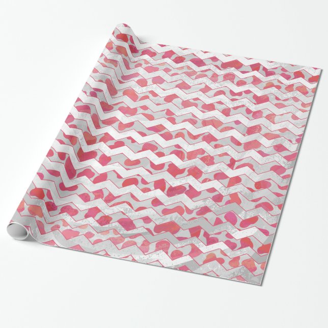 Papel De Regalo ChevronDálmata Rosa y Blanco (Desenrollado)