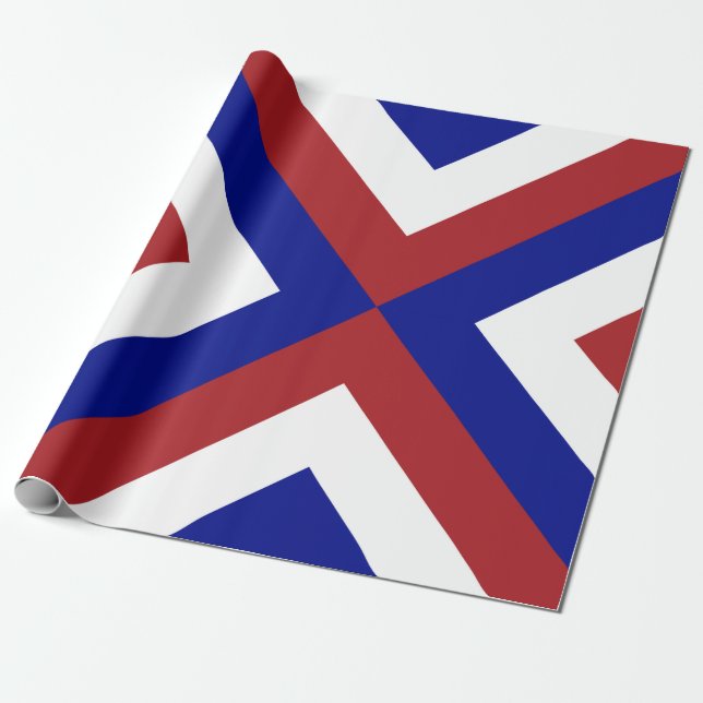 Papel De Regalo Chevrons rojo, blanco y azul negrita (Desenrollado)