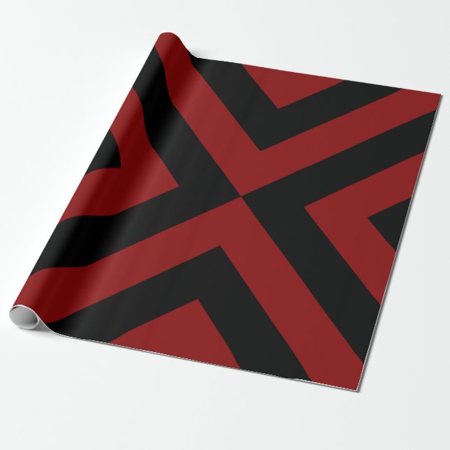 Papel De Regalo Chevrons rojo y negro (Desenrollado)