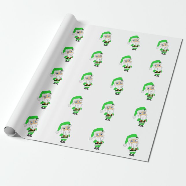 Papel De Regalo Chibi Santa green suit (Desenrollado)