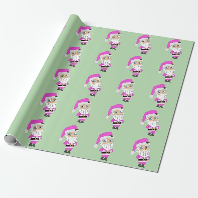 Papel De Regalo Chibi Santa traje rosa (Desenrollado)