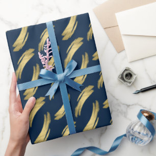 Papel de Regalo Chic Cumpleaños Navy Dorado Elegan