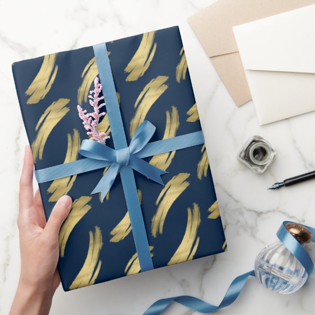 Papel de Regalo Chic Cumpleaños Navy Dorado Elegan (Regalar)