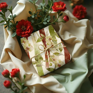 Papel De Regalo Chic Exotic Floral Orchids Green & Red TMF26